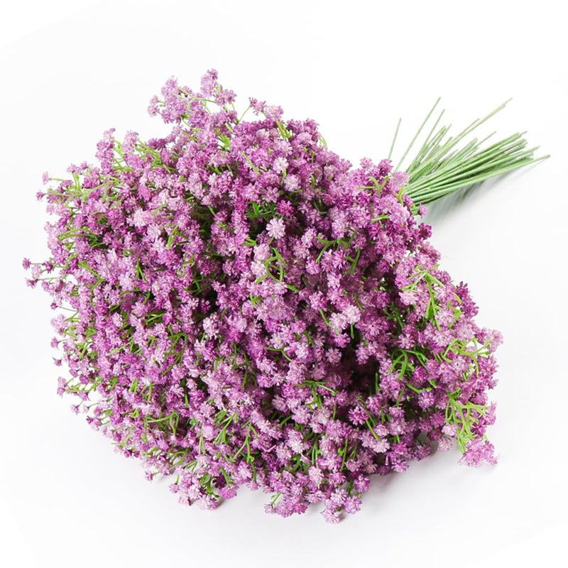 DEEMEI 15 PCS Babys Breath Artificial Flowers Fake Babys Breath Flowers Artificial Bulk Purple Gypsophila Bouquets Real Touch Faux Flowers for Wedding Floral Arrangement Party Home Decoration - Image 1